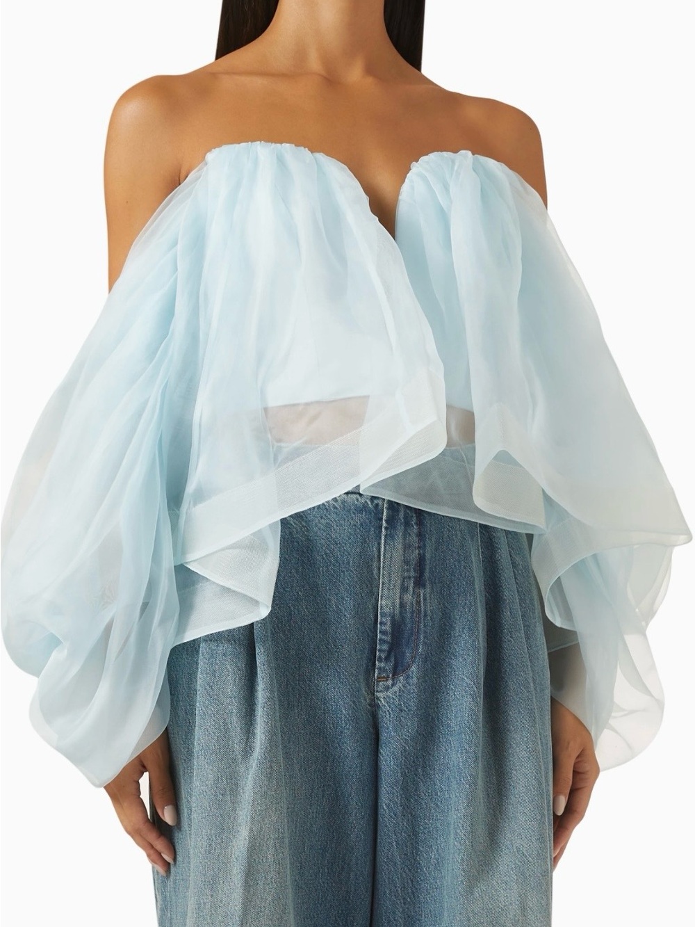 Zimmermann Crush Strapless Ruffled Silk-organza Top